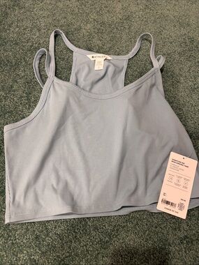 Athleta Signature Rib Wide Binding Tank Large Pale Blue NWT
